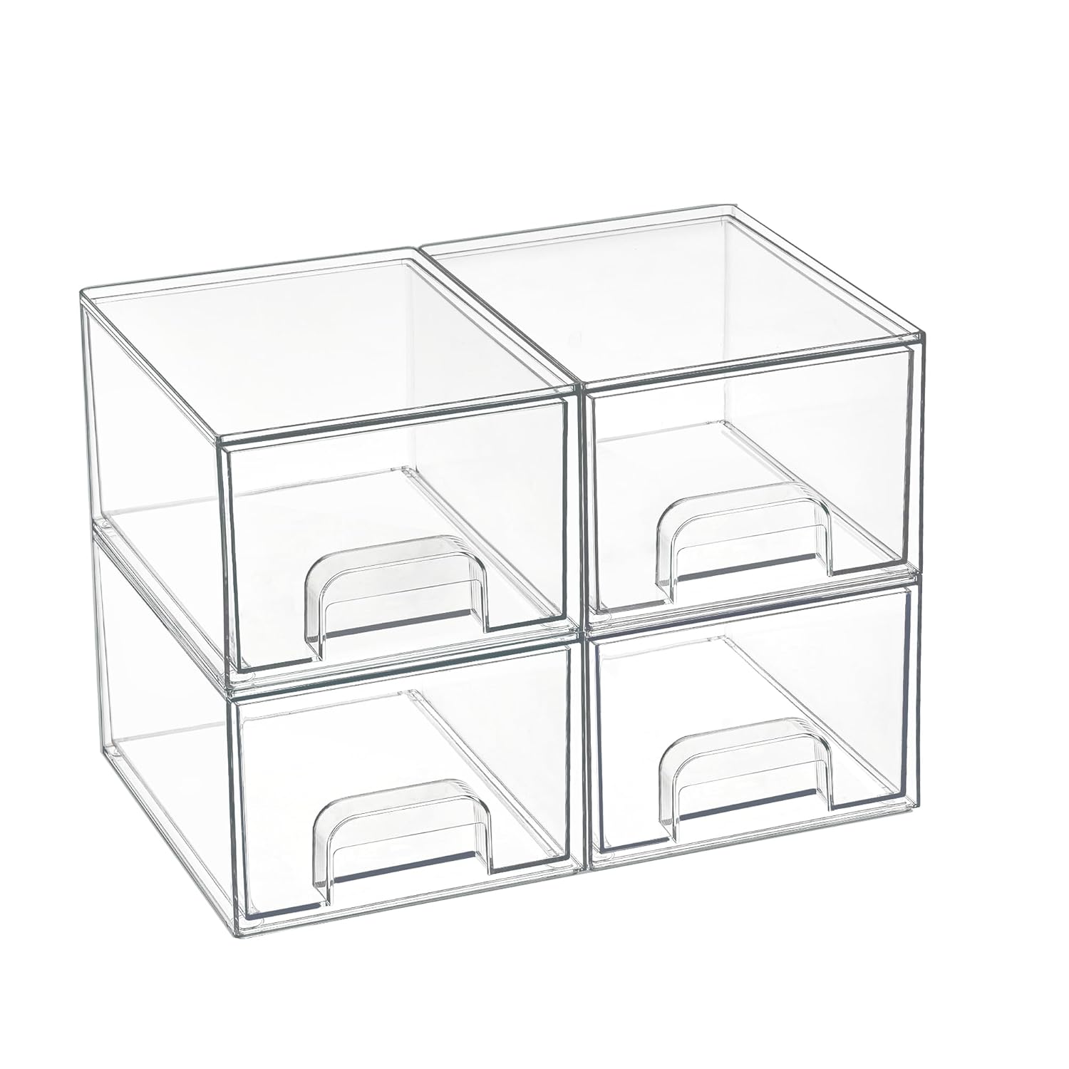 Vtopmart 4 Pack Small Clear Stackable Storage Drawers Acrylic Bathroom Makeup Organizer Plastic Storage Bins For Vanity Undersink