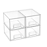 Vtopmart 4 Pack Small Clear Stackable Storage Drawers,Acrylic Bathroom Makeup Organizer,Plastic Storage Bins For Vanity, Undersink, Kitchen Cabinets, Pantry, Home Organization