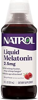 Natrol Liquid Melatonin 2.5 mg, Adult Melatonin Supplement to Fall Asleep Faster and Stay Asleep Longer, Wake Up Refreshed, 8 FL OZ Berry-Flavored Liquid, Up to a 23 Day Supply