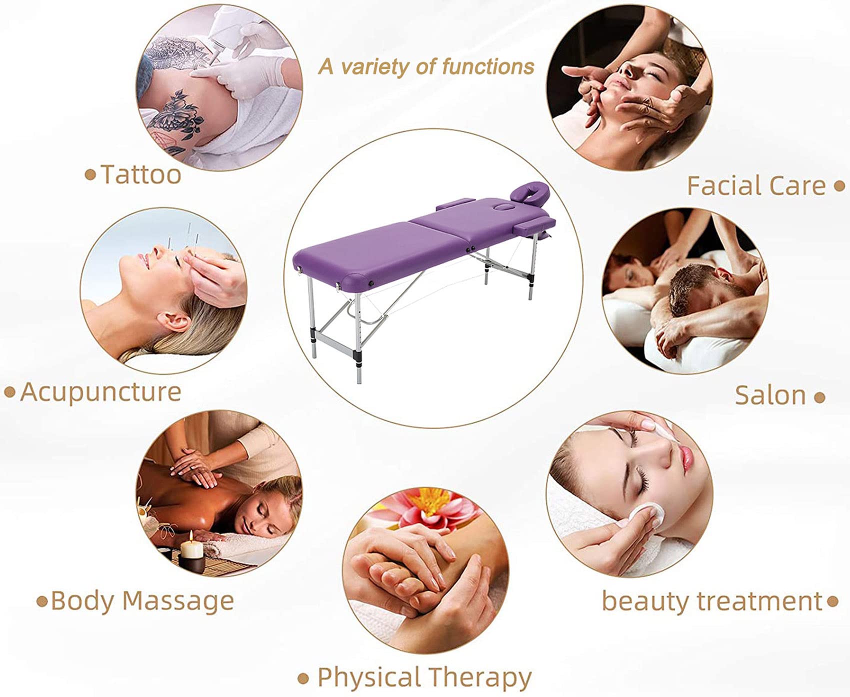 Lettino da Massaggio Pieghevole, Lettino da Massaggio fisioterapico Professionale Pieghevole Portatile ergonomico Divano in Alluminio Piedi Terapia Luce Comfort