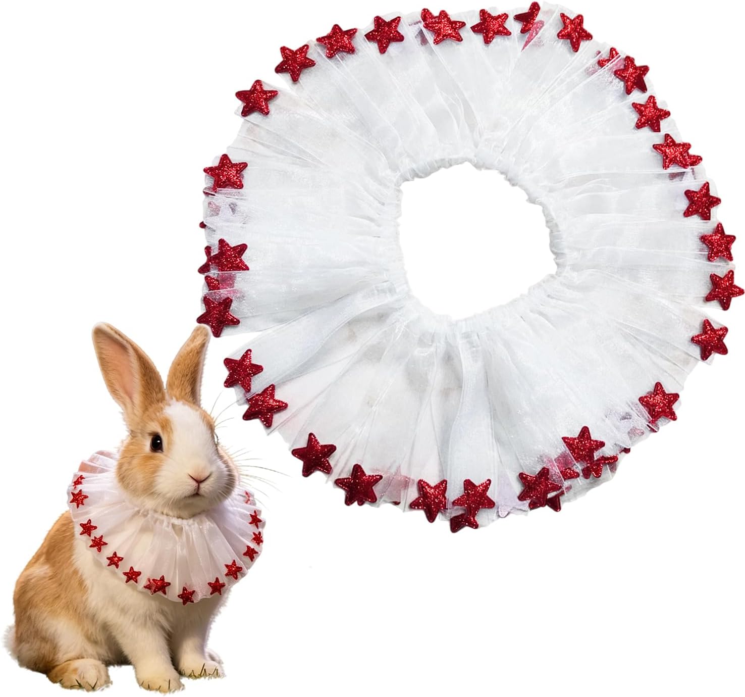 Small Pet Collars 4th of July Dog Tulle Collar, Adjustable Red Blue White Ruffle Collar USA Theme Party Collars for Small and Medium Pets Independence Day Costume (Red White Blue, Large)