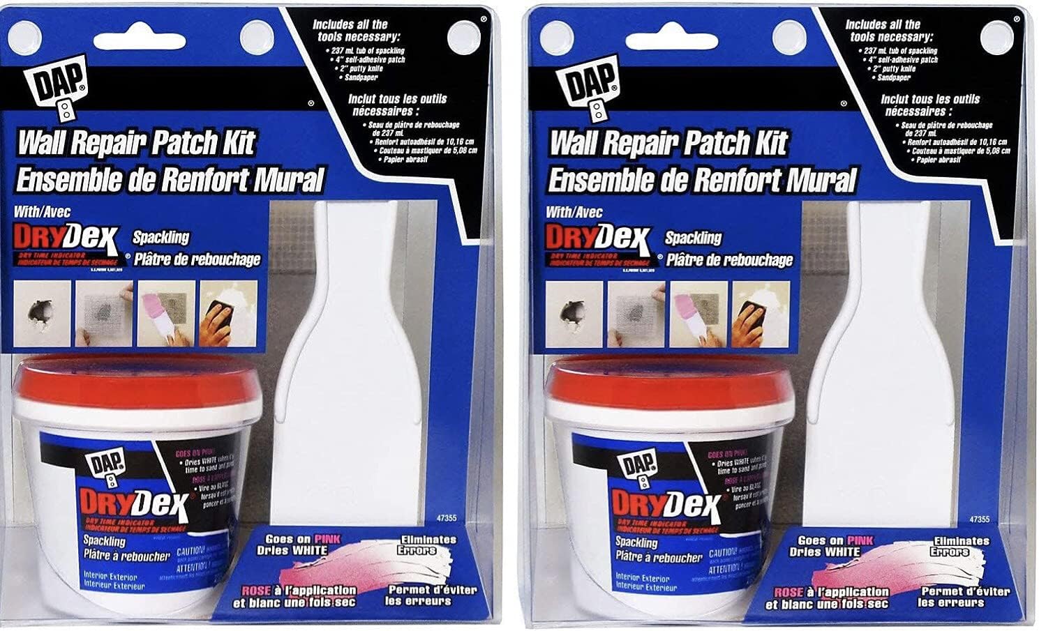 2 Pack DAP 12345 3" Wall Repair Patch Kit with DryDex Spackling - - 