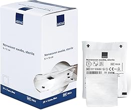 ABENA Sterile Gauze (5 x 5 cm) Non-Woven Fabric | Tablets Sterile Dressing Gauze | Non-Woven Swabs Non-Woven Swabs (1 Box = 125 Pieces)