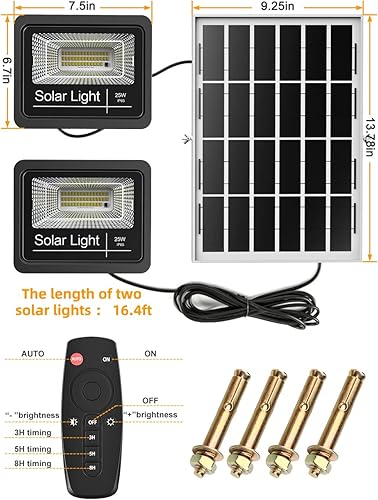 Miniatura 7 de Luz de inundación solar para exteriores, 1000 lúmenes, dual, 6000 K, luz blanca brillante, IP65, impermeable, luz de energía solar,