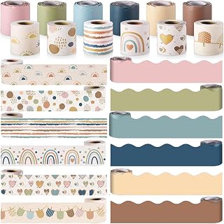 Qilery 394ft 12 Rolls Boho Bulletin Board Borders Decoration