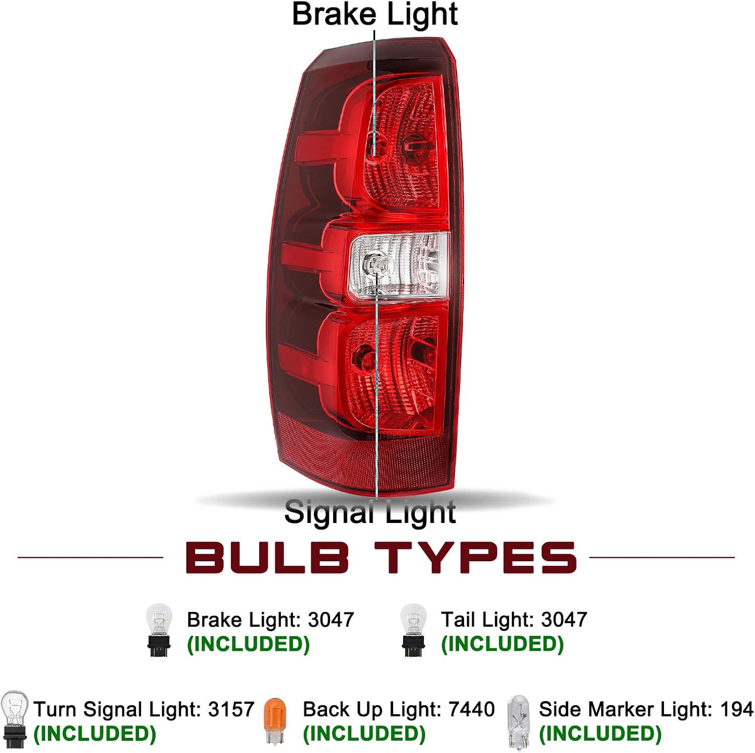 JSBOYAT Tail Light Assembly Compatible With 2007-2013 Chevy Avalanche Rear Taillight OE Direct Replacement Brake Tail Lamp LH (Left Driver Side)