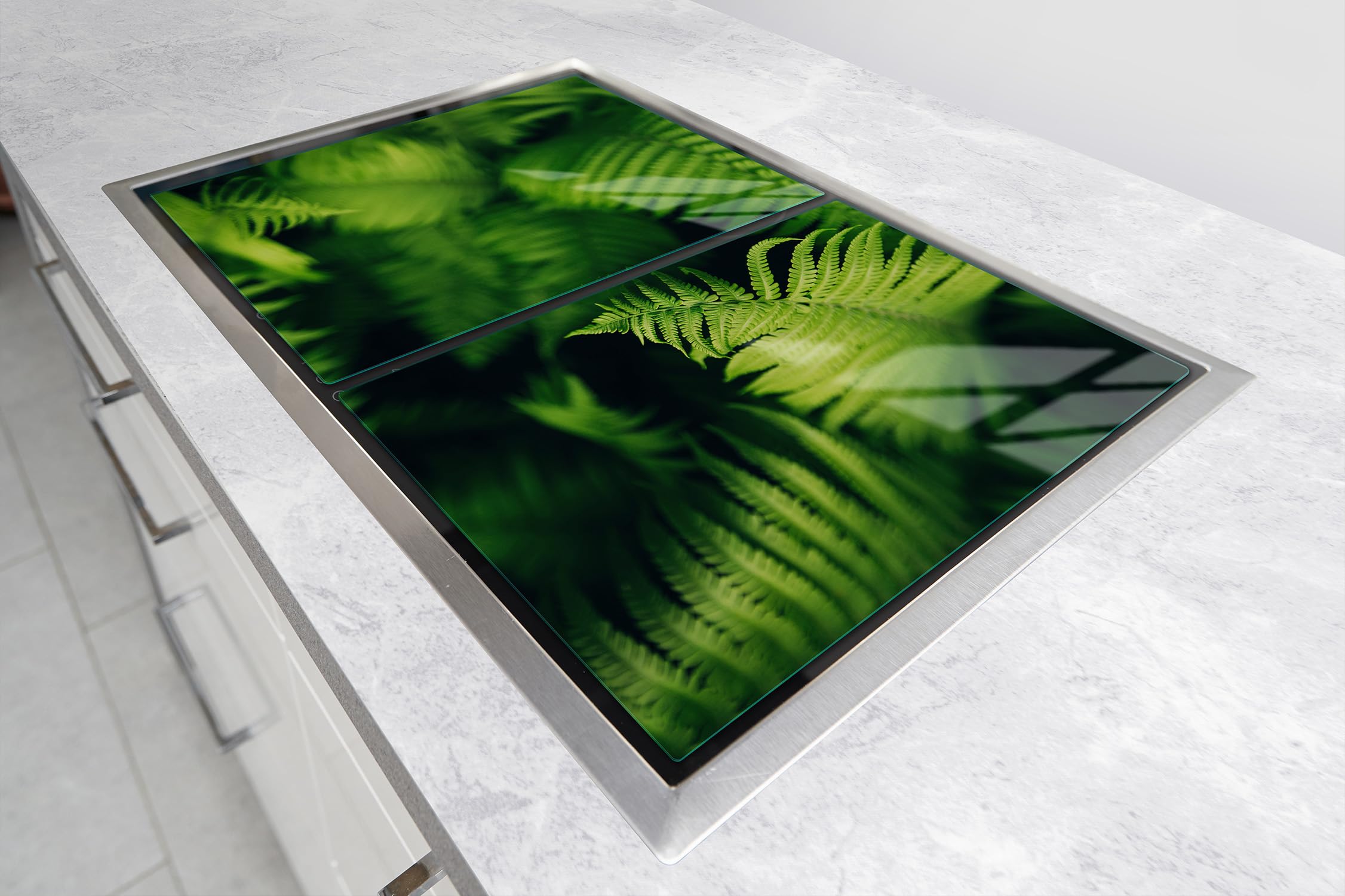 TMK ArtDeko Placa protectora de vitrocerámica 35 x 52 cm 2 piezas cocina eléctrica universal para inducción protección contra salpicaduras tabla de cortar de vidrio templado, Hoja