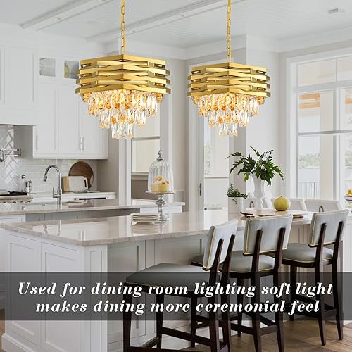 Miniatura 2 de Modern Crystal Chandelier Gold Round Chandeliers for Dining Room Chandelier for Living Room Entryway Foyer Bedroom Kitchen Small Flush Mount Ceiling