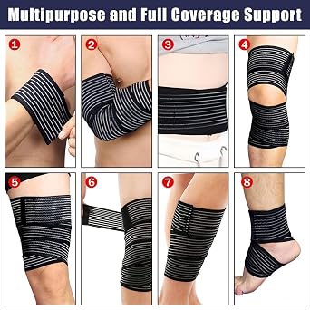 supregear 2 Pcs Hamstring and Thigh Compression Wraps, Adjustable Thigh Brace for Muscle Sprain, Quadricep Support Sleeve for Men and Women, Elastic Bandages for Knee Calf Arm Leg, 150 cm/59 in