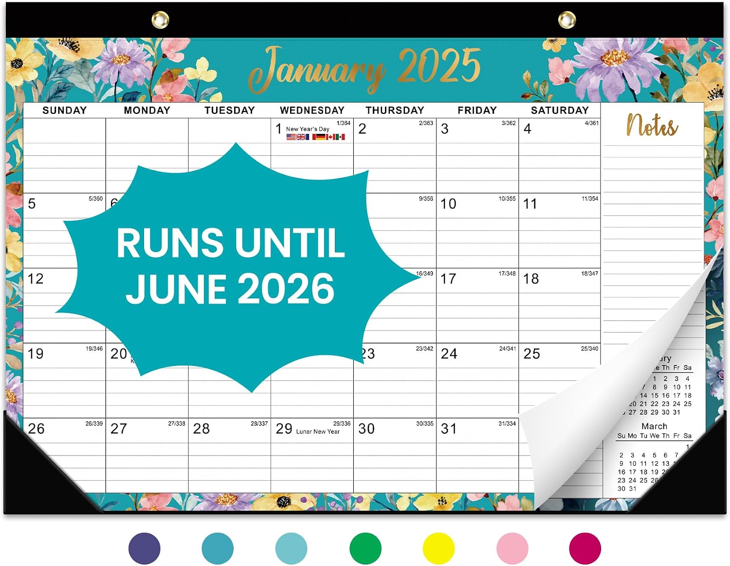Taja Desk Calendar 2026-2027, Jul 2026-Dec 2027, 18-Month, 17" x 12"