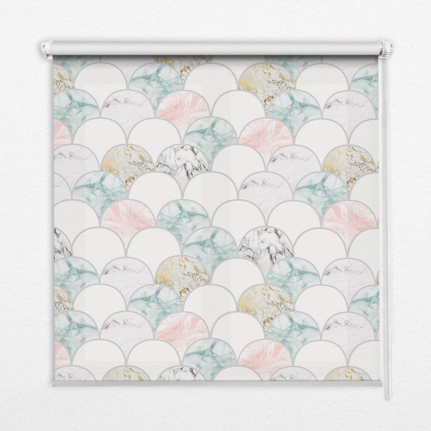 Store enrouleur perméable sans perçage 50x50cm aux motifs d'écailles colorées pour fenêtres