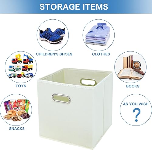 Miniatura 10 de Contenedores organizadores de 13 pulgadas, contenedores de almacenamiento de tela negra, canastas plegables con doble asa, organizadores de tela y