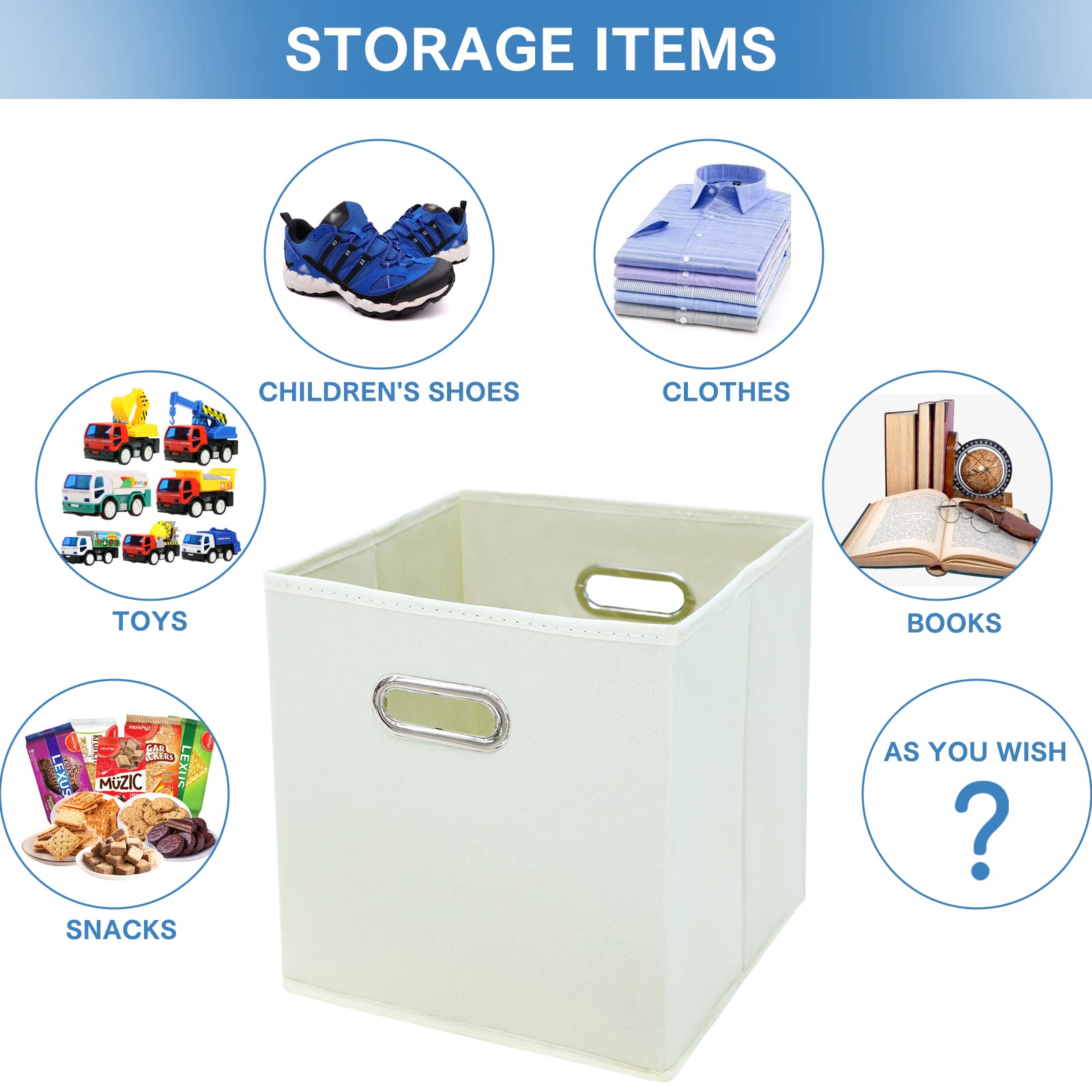 STOREONE Aufbewahrungskörbe 33 Cm Würfel - 3er Set Aus Stoff, Faltbar Mit Griffen - Organizer Für Schrank, Regal, Kinderzimmer