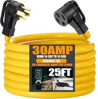 Tellegloww 25ft NEMA 14-30p to 14-50r Adapter EV Adapter Cord, 30A to 50A