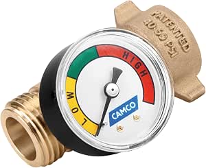 Camco Brass RV Water Pressure Regulator with Gauge