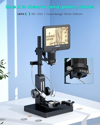 Miniatura 6 de JL266S Microscopio digital HDMI de 5 lentes 5000X, microscopio biológico de 24MP para adultos y niños, laboratorio en casa, microscopios de monedas
