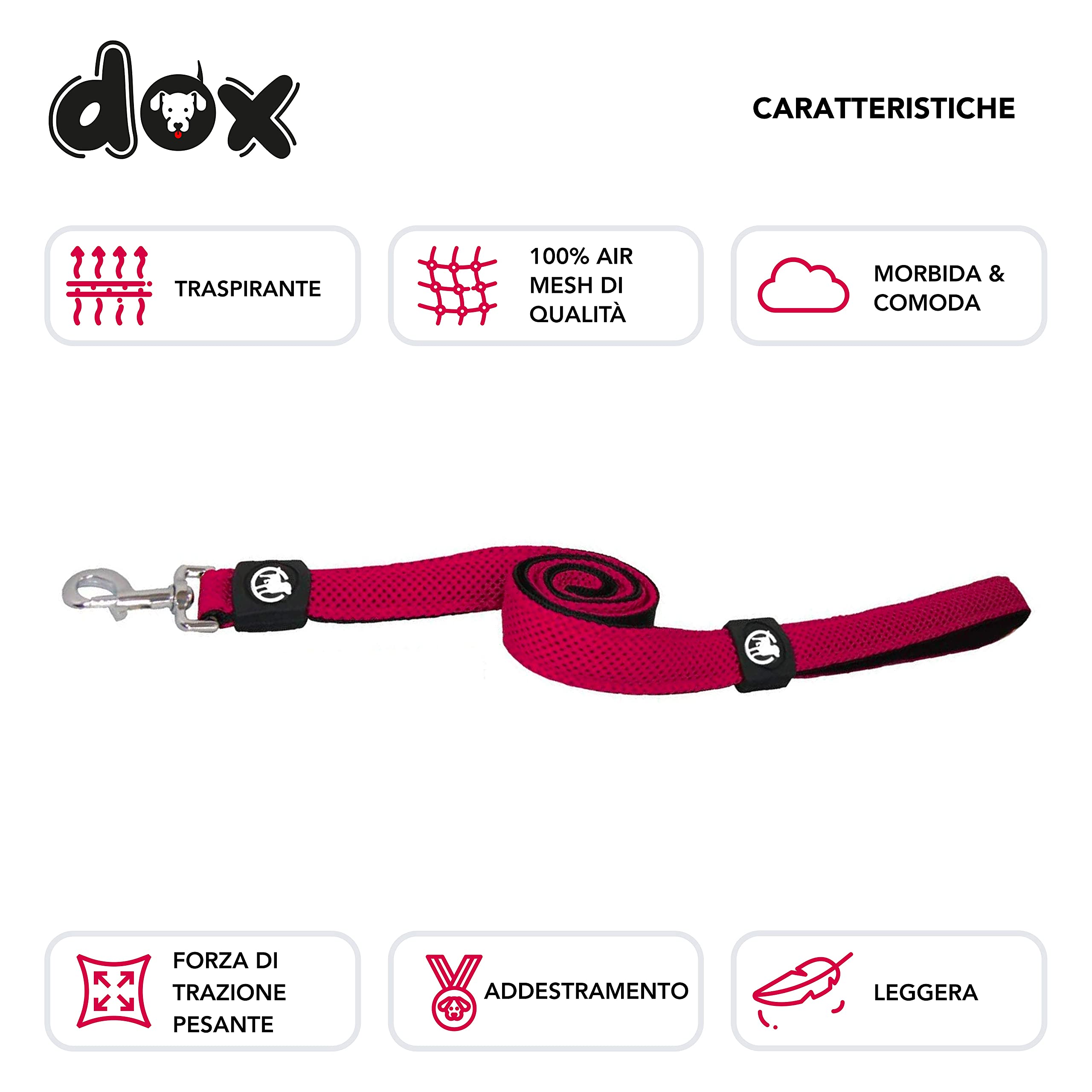 DDOXX Guinzaglio Cani Air Mesh, Imbottito, 120 cm | Tanti Colori e Taglie | Per Cani Piccoli Medi Grandi | Guinzaglio Cane Gatto Cucciolo Taglia Piccola Media Grande | Rosa Pink, S