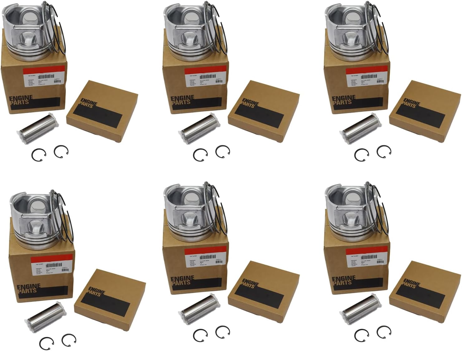 6-Set Piston & Rings Kit 119775-22160 119770-00250 11977522160 11977000250 Compatible for Yanmar 6LPA-STP2 4LHA-STP 6LYA-STP 6LY3-UTP Engine
