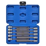 10 Pieces 3/8 Inch Drive Long Hex Bit Socket Set, 1/16 Inch to 1/2 Inch, SAE, Extra Long Allen Hex Bit Socket Set, CR-V and S2 Steel
