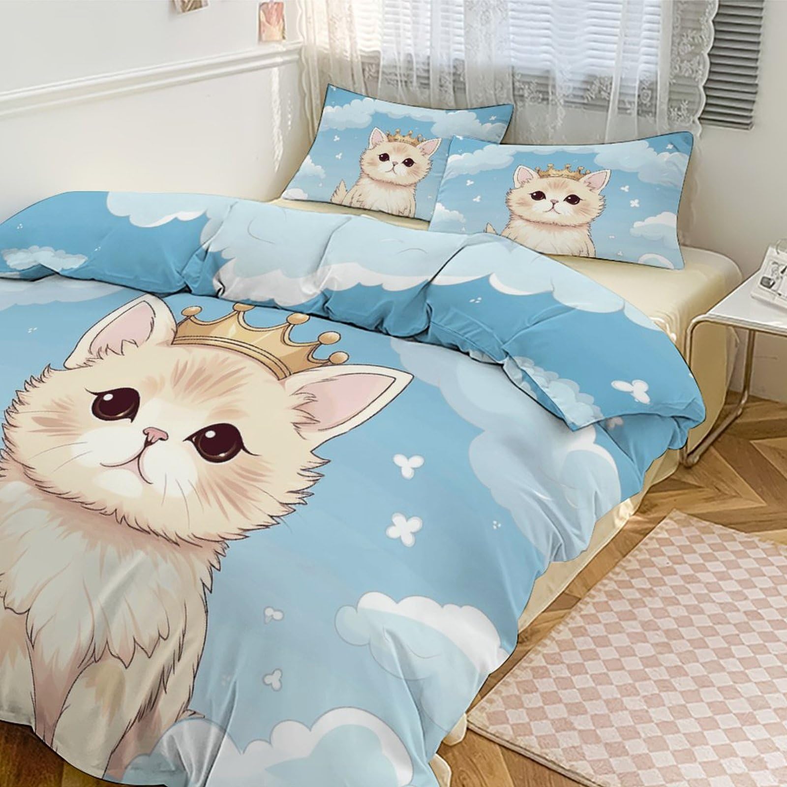 Parure de lit double toutes saisons en microfibre pour une chambre cocooning et chaleureuse