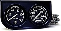 AutoMeter 2392 Autogage Black Oil/Water Gauge with Steel Console - 2-5/16" Mechanical, Durable for Street & Performance Cars