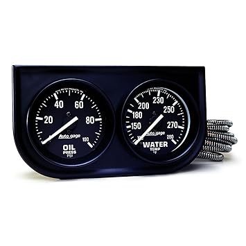 AUTO METER 2392 Autogage Black Oil/Water Gauge with Steel Console