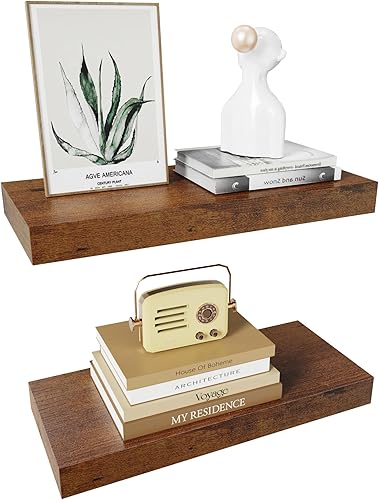 Estantes flotantes rústicos, estantes de pared de 15 pulgadas para baño, dormitorio, pequeño estante colgante para almacenamiento en la pared,