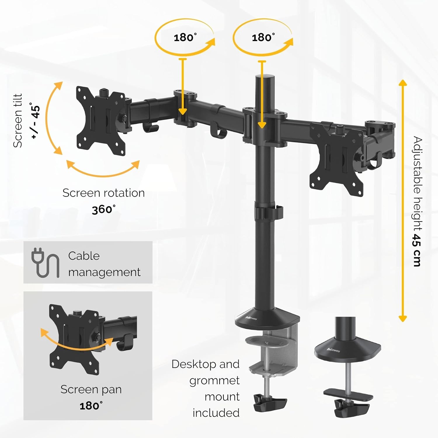 Super Deal Product Fellowes Reflex Series Adjustable Dual Monitor Arm One-Day Sale: Up to 50% Off Fellowes Reflex Series Adjustable Dual Monitor Arm
