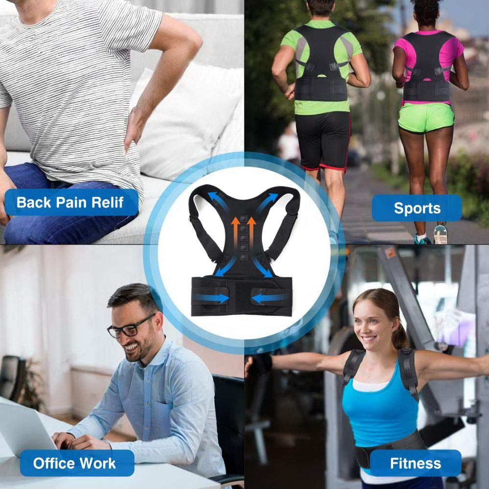 Correttore posturale regolabile per la schiena Supporto per la schiena Cintura lombare per uomo Piastra per colonna vertebrale Correzione gobba Corsetto per donna