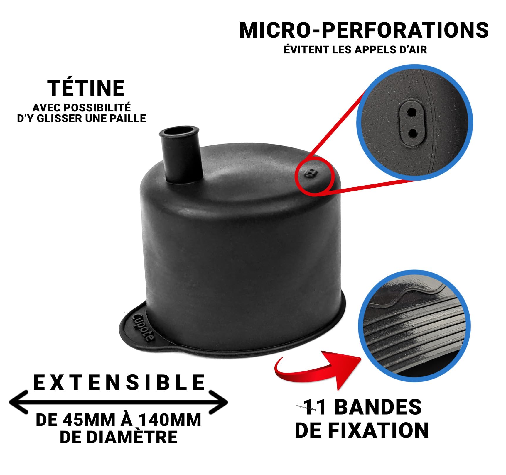Lot de 5 Protections anti-drogue réutilisable en silicone extensible | Capote de verre avec paille intégrée