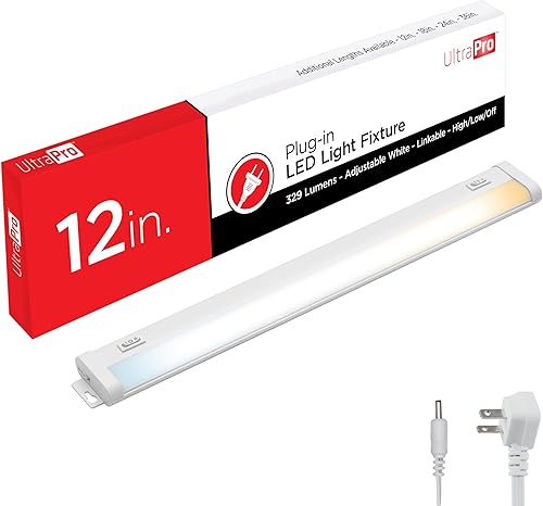 UltraPro Luces enchufables para debajo del gabinete de 12 pulgadas, 3 ajustes de color, blanco cálido de 2700 K, blanco frío 4000 K, luz diurna de