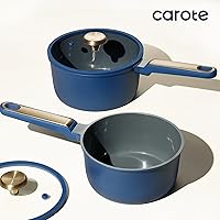Vista 7 de CAROTE Juego de Cacerolas de 2QT y 2.5QT con Tapa y Cucharón, Ollas de Cocina Antiadherentes, Juego de Utensilios de Cocina, Olla Pequeña de Cocina