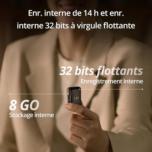 DJI Mic 2 (1 TX + 1 RX), Microphone sans Fil avec Réduction Intelligente du Bruit, Enregistrement Interne 32 Bits à Virgule Flottante, Portée de 250 m, Microphone pour iPhone, Android - 7