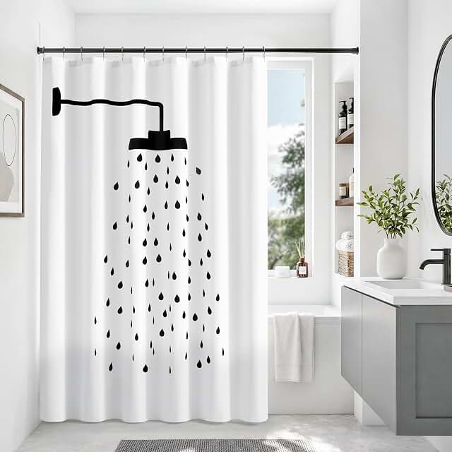 HOMEIDEAS Black and White Fun Shower Curtain