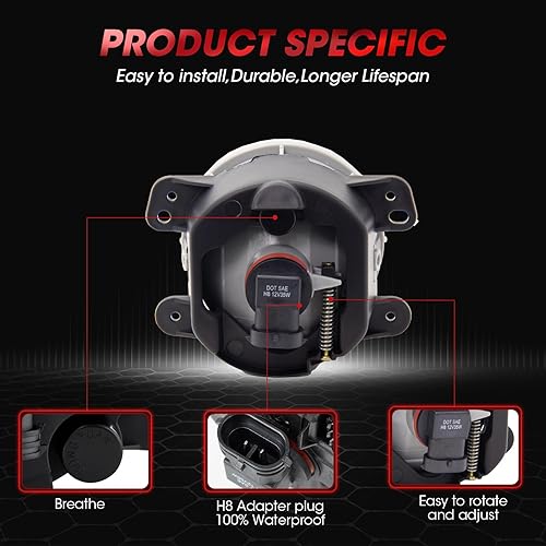 Miniatura 5 de WEZEMLIGHT Repuesto de montaje de faros antiniebla para Wrangler 2007-2009 Dodge Magnum 2009 Dodge Journey 2006-2010 Chrysler PT Cruiser 2005-2010