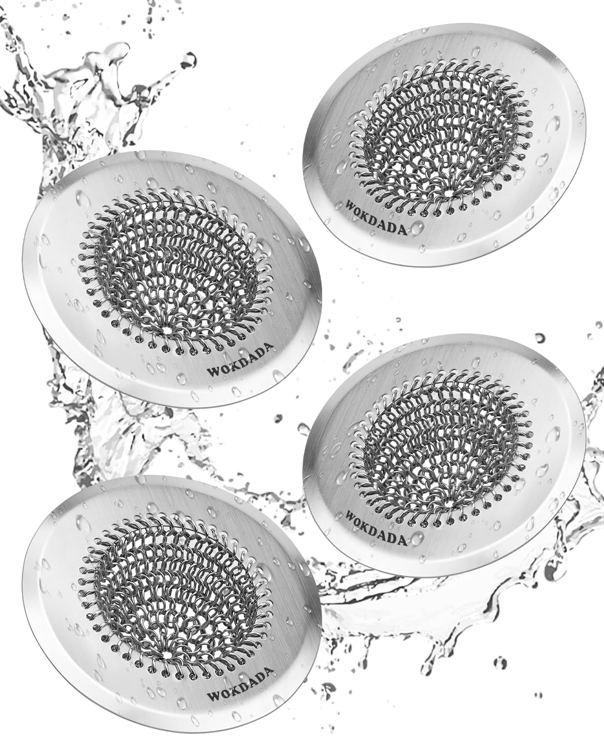 4 Pack Kitchen Sink Drain Strainer,Patented Reversible Chain Mesh Basket
