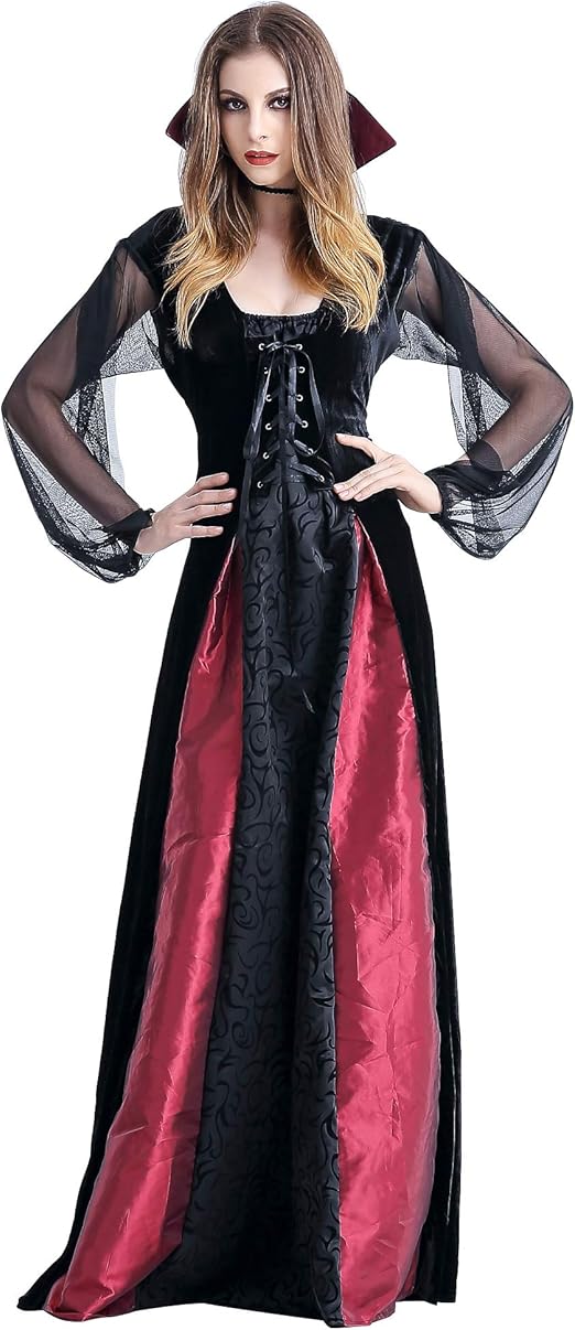 Liangzhu Women's Gothic Vampire Retro Maxi Dress Halloween Cosplay
