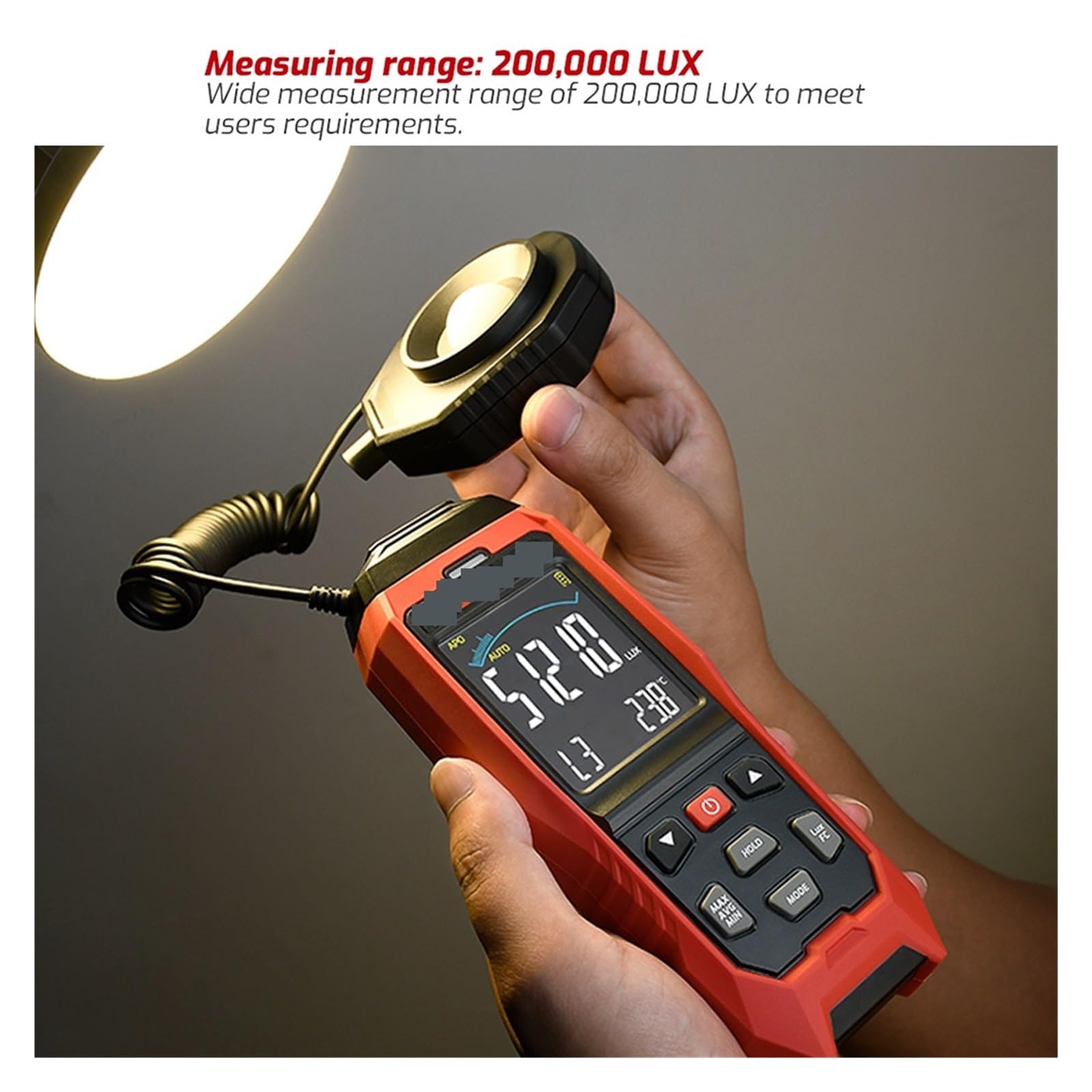 Luxómetro, fotómetro, Medidor De Luz Digital Fotografía Luxómetro Sonda Desmontable Iluminómetro Lux/FC Fotómetro Probador Herramientas De Medición