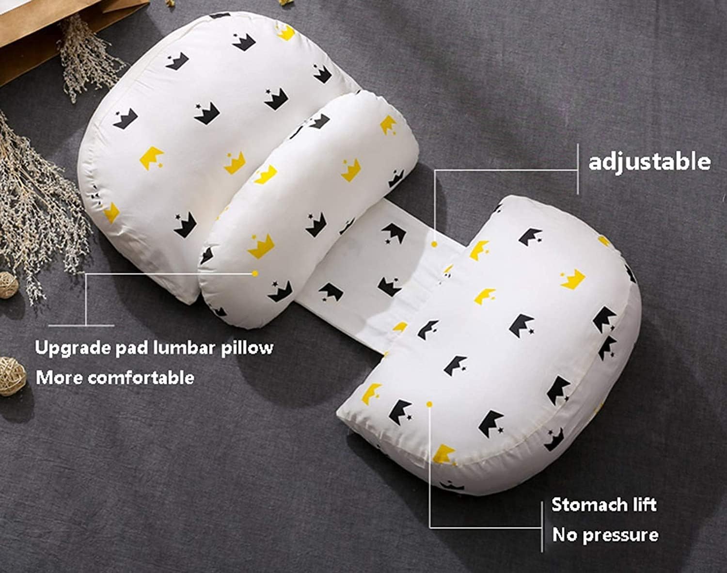 pregnancy pillows for sleeping body pillow for pregnancy Pregnancy Pillow for Side Sleeper Double Wedge Pillow for Maternity Side Sleeping Pillow for Belly Detachable and Removable Pillowca