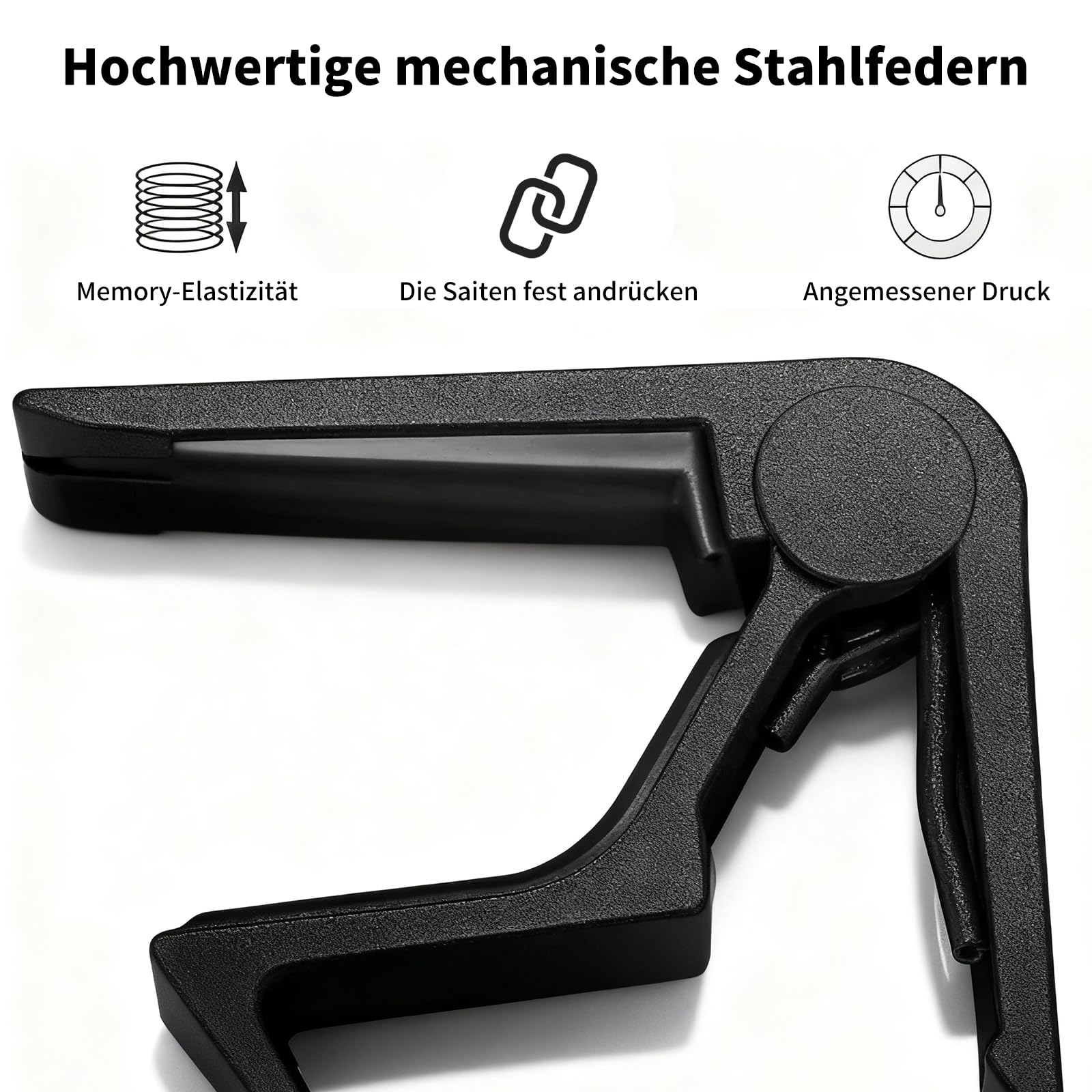 Lot de 2 capodastres de guitare + 10 médiators pour guitare acoustique/guitare électrique/ukulélé - Capodastre en métal noir et argenté - Fermeture rapide