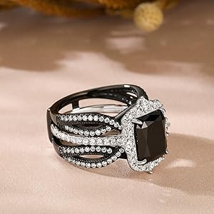Jeulia 2 PC Interchangeable Engagement Ring Set for Women; 925