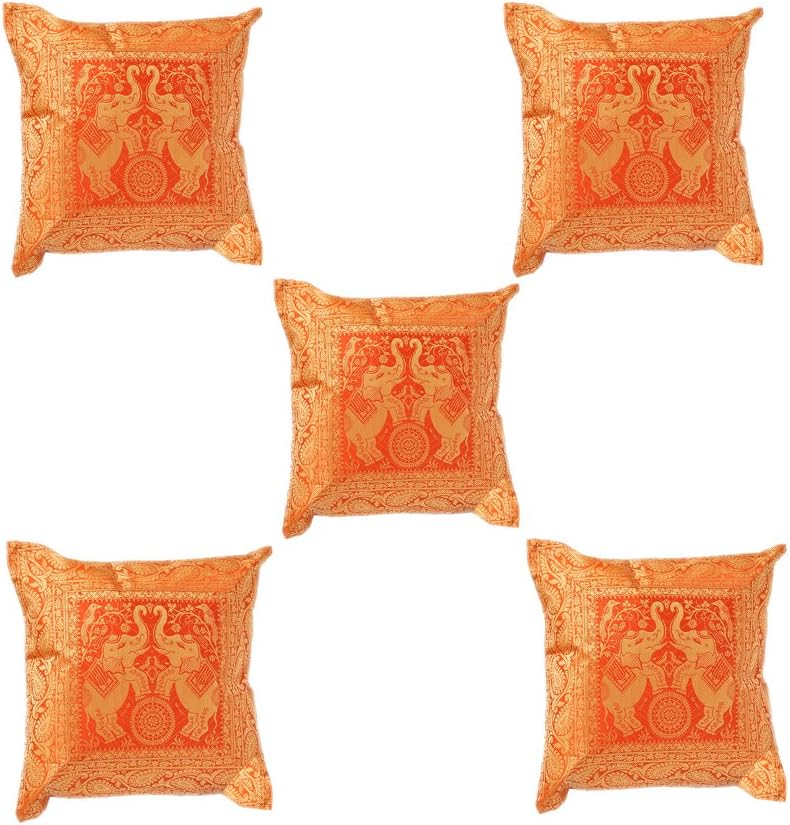 Indian brocade elephant Stitch handmade Pillow Cases Cushion Designer Toss Cover S-789