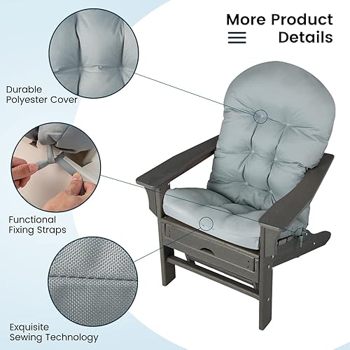 Miniatura 5 de Giantex Adirondack - Juego de 2 cojines para sillas mecedoras con respaldo alto de 49 x 23 pulgadas, con correas de fijación, duraderos y