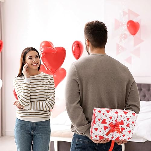 Miniatura 6 de FOIMAS Rollo de envoltura de celofán con corazón, 32 pulgadas x 98 pies, papel de regalo de celofán transparente para el día de San Valentín, con