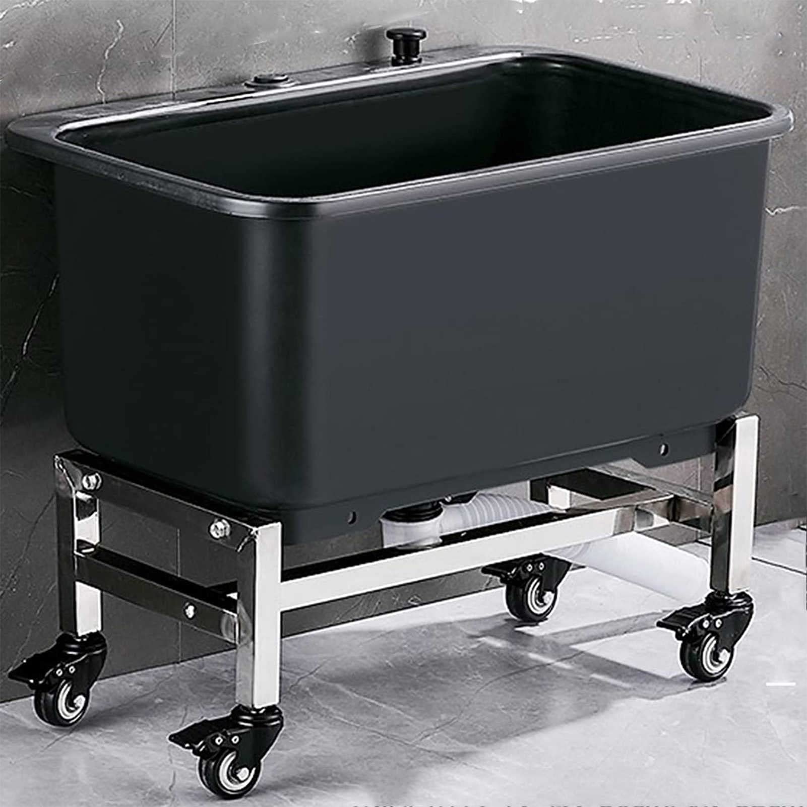 Fregadero de fregona de suelo, fregadero portátil con fregona de suelo, mopa de piso independiente multifuncional con rodillo, ideal para uso comercial en escuelas, hospitales, hoteles y otros lugares