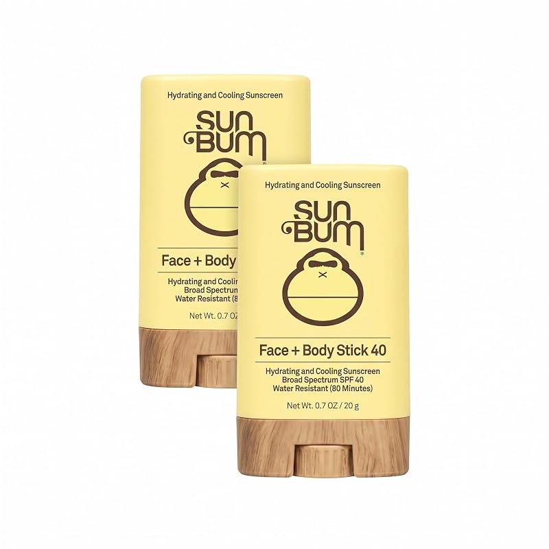 Sun Bum Bastão de Protetor Solar Facial e Corporal Original SPF 40, Tamanho para Viagem, 20 g, Pacote com 2