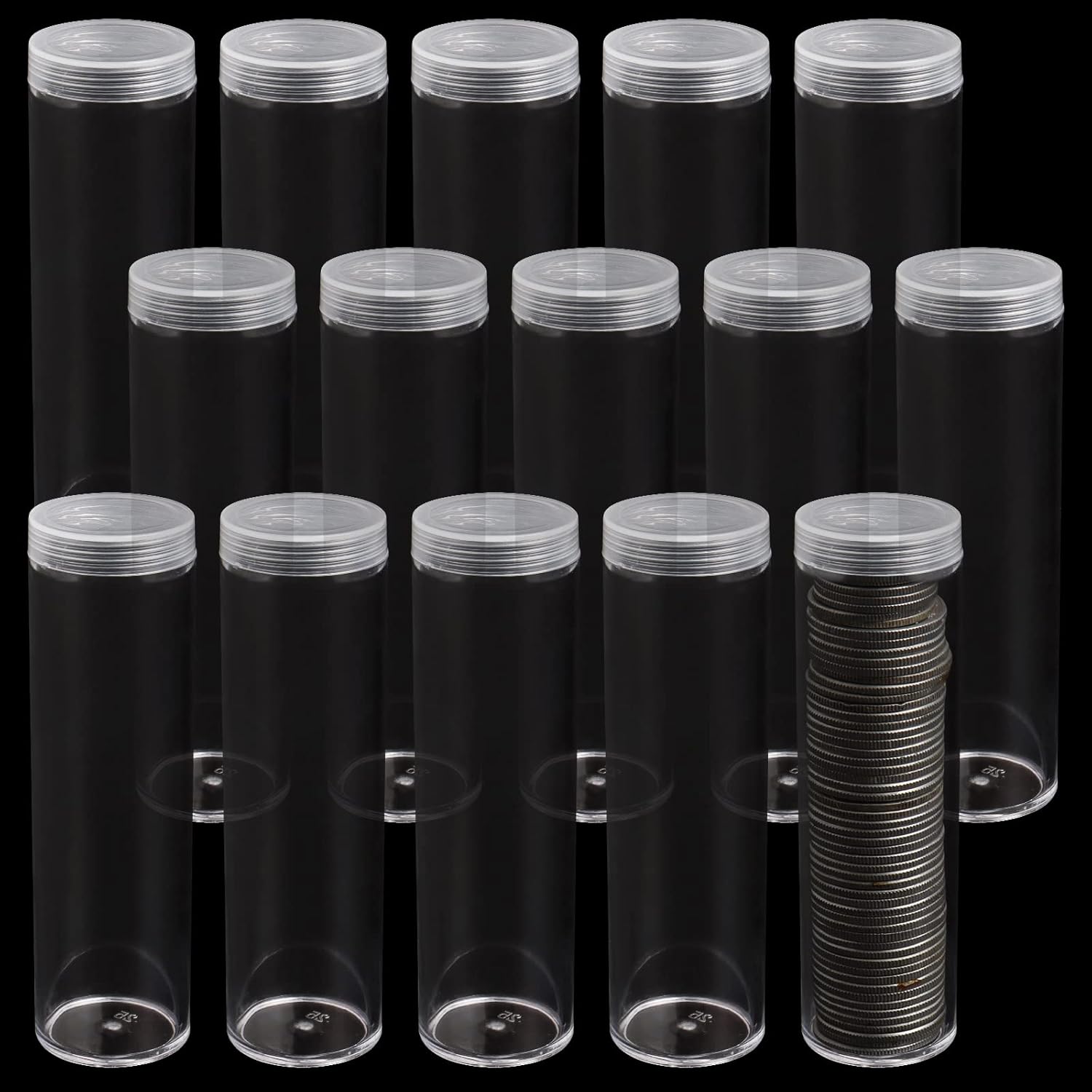Zsxdc 15 Round Clear Plastic Coin Holders (Quarter) Size