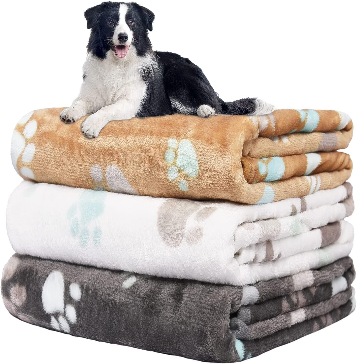 TOMVAES 3 Pcs Pet Flannel Blankets, Super Soft Cute Pattern Pet Sleeping Blanket, Flannel Throw Blankets Cozy Blankets for Puppy Dogs Fluffy Cats (Style A)