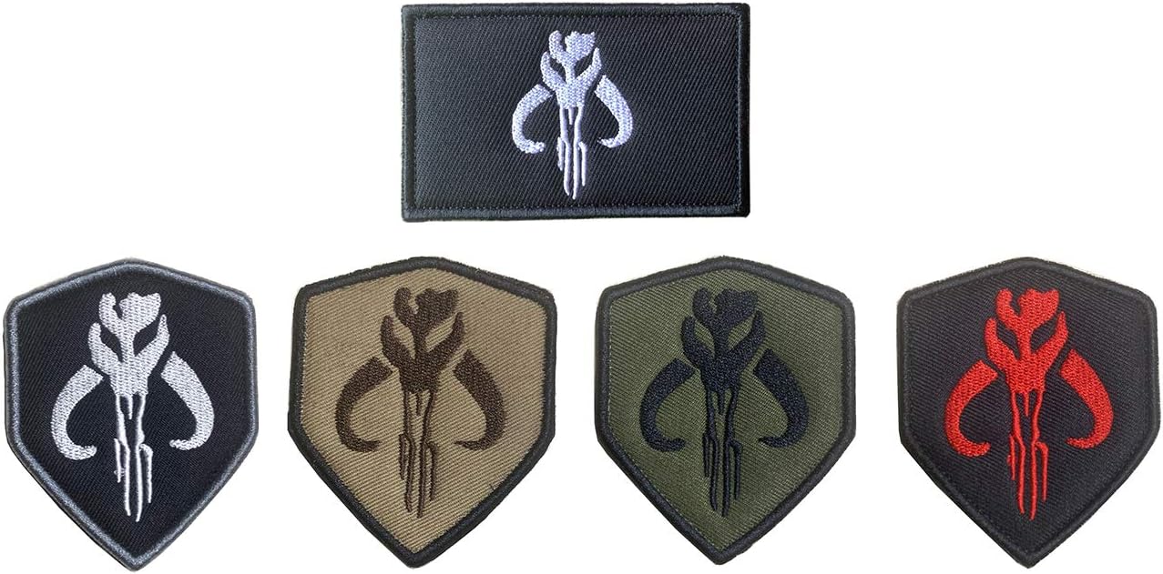 Antrix 5 Pieces Movie Skull Mercenary Shield Badge Emblem Patch Military Patch Hook & Loop Tactical Shield Patch Set