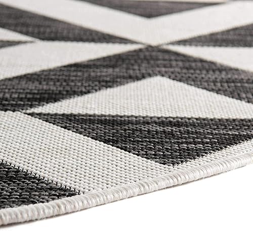 Vista 198 de Unique Loom Unique Loom Outdoor Collection - Alfombra de área - Napa (3 pies 3 pies, redonda, amarillo y aguamarina/amarillo)